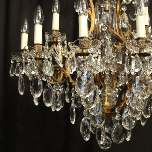 FRENCH GILDED BRONZE CRYSTAL 17 LIGHT ANTIQUE CHANDELIER - ADDITIONAL PHOTO 1
