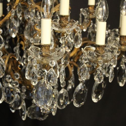 FRENCH GILDED BRONZE CRYSTAL 17 LIGHT ANTIQUE CHANDELIER - ADDITIONAL PHOTO 2