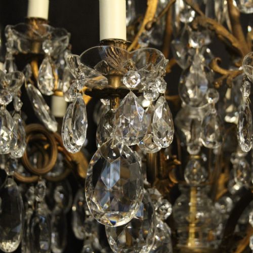 FRENCH GILDED BRONZE CRYSTAL 17 LIGHT ANTIQUE CHANDELIER - ADDITIONAL PHOTO 3