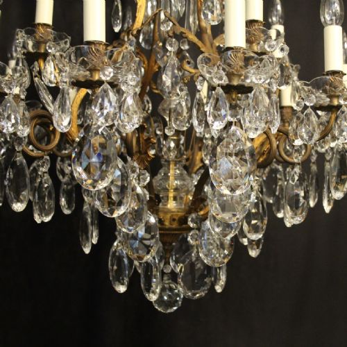 FRENCH GILDED BRONZE CRYSTAL 17 LIGHT ANTIQUE CHANDELIER - ADDITIONAL PHOTO 4