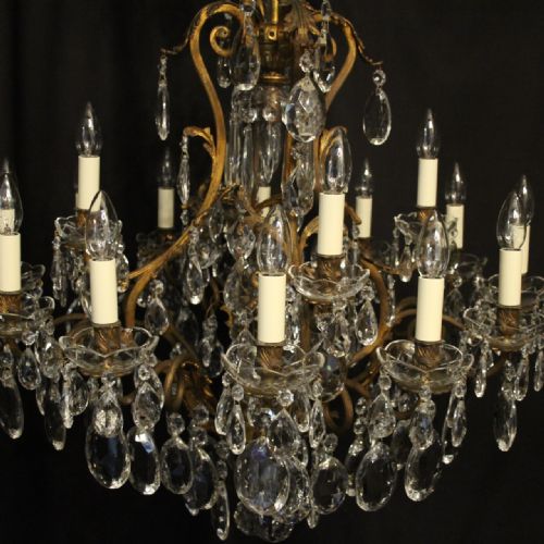 FRENCH GILDED BRONZE CRYSTAL 17 LIGHT ANTIQUE CHANDELIER - ADDITIONAL PHOTO 5