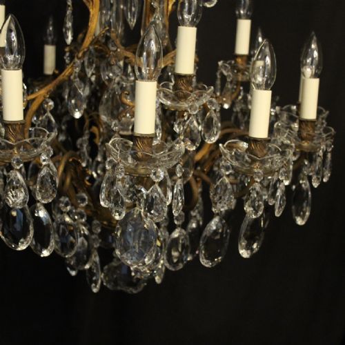FRENCH GILDED BRONZE CRYSTAL 17 LIGHT ANTIQUE CHANDELIER - ADDITIONAL PHOTO 6