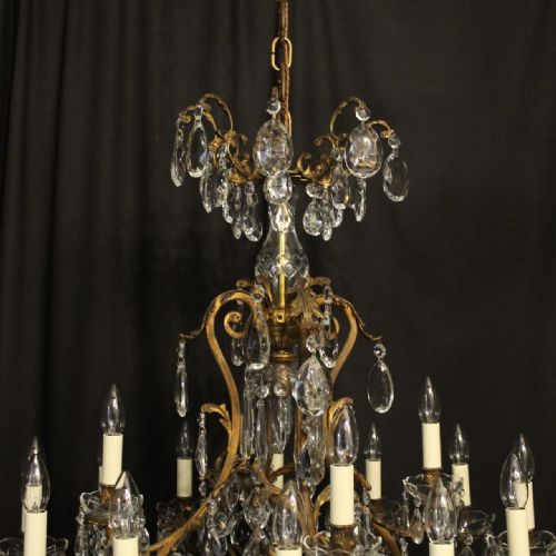 FRENCH GILDED BRONZE CRYSTAL 17 LIGHT ANTIQUE CHANDELIER - ADDITIONAL PHOTO 7