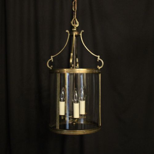 french gilded triple light convex antique lantern - CATEGORY: ANTIQUE LIGHTING - DATED 1920