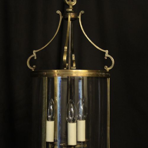 FRENCH GILDED TRIPLE LIGHT CONVEX ANTIQUE LANTERN - ADDITIONAL PHOTO 1