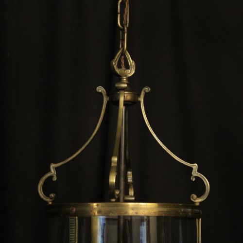 FRENCH GILDED TRIPLE LIGHT CONVEX ANTIQUE LANTERN - ADDITIONAL PHOTO 2