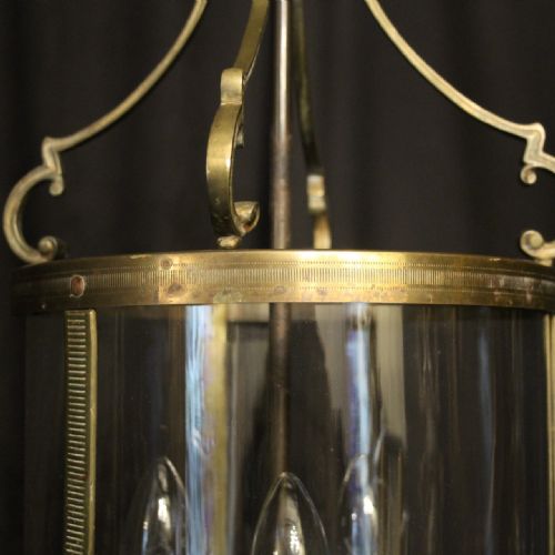 FRENCH GILDED TRIPLE LIGHT CONVEX ANTIQUE LANTERN - ADDITIONAL PHOTO 3