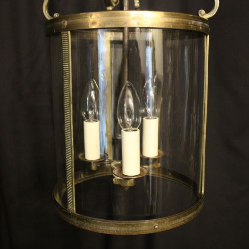 FRENCH GILDED TRIPLE LIGHT CONVEX ANTIQUE LANTERN - ADDITIONAL PHOTO 4