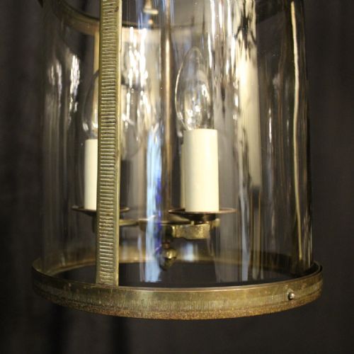FRENCH GILDED TRIPLE LIGHT CONVEX ANTIQUE LANTERN - ADDITIONAL PHOTO 5