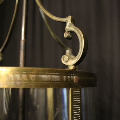 FRENCH GILDED TRIPLE LIGHT CONVEX ANTIQUE LANTERN - ADDITIONAL PHOTO 6