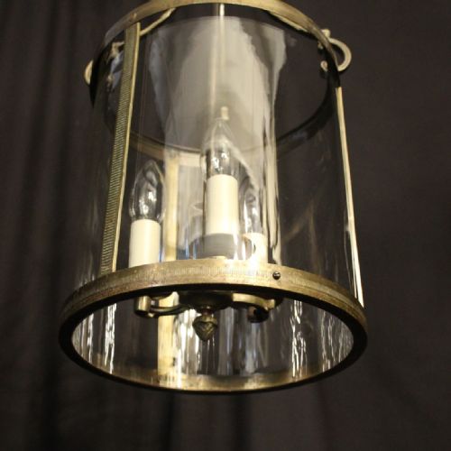 FRENCH GILDED TRIPLE LIGHT CONVEX ANTIQUE LANTERN - ADDITIONAL PHOTO 7