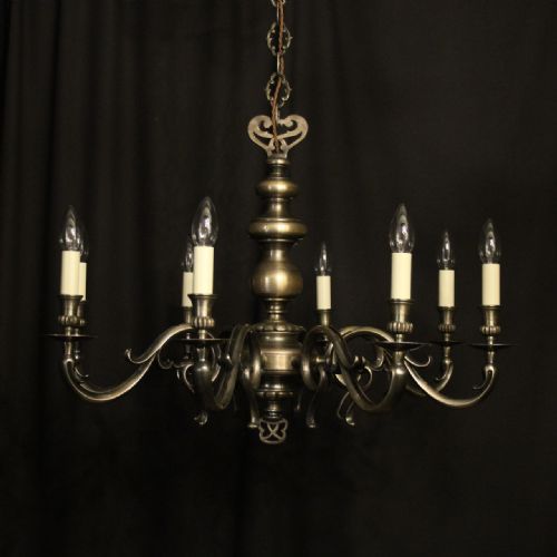 french silver plated 8 light chandelier - CATEGORY: ANTIQUE LIGHTING - DATED 1930