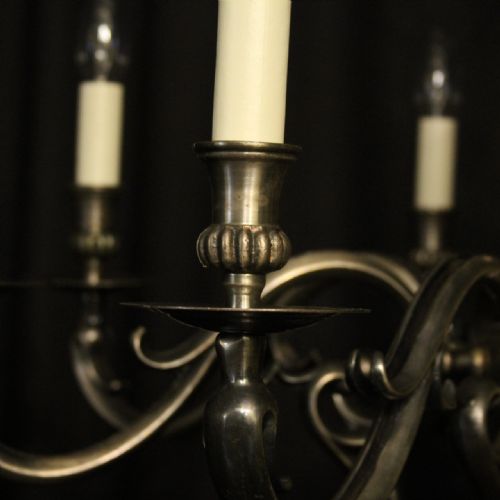 FRENCH SILVER PLATED 8 LIGHT CHANDELIER - ADDITIONAL PHOTO 5