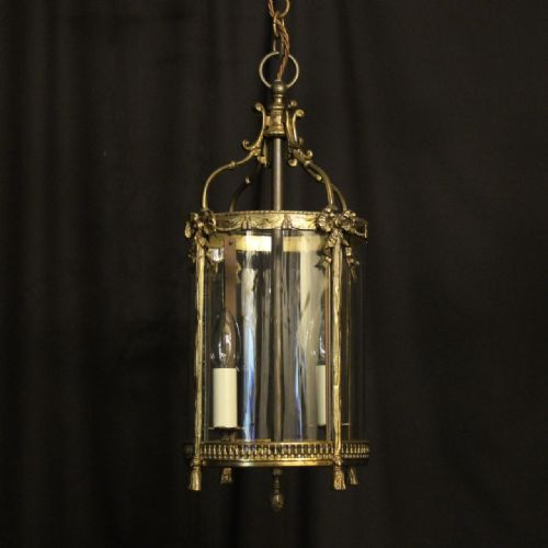 french gilded twin light convex antique lantern - CATEGORY: ANTIQUE LIGHTING - DATED 1910