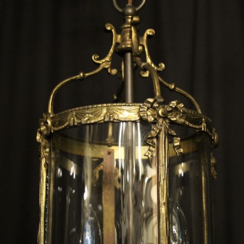 FRENCH GILDED TWIN LIGHT CONVEX ANTIQUE LANTERN - ADDITIONAL PHOTO 1