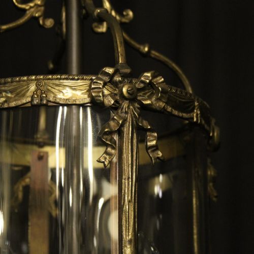 FRENCH GILDED TWIN LIGHT CONVEX ANTIQUE LANTERN - ADDITIONAL PHOTO 2