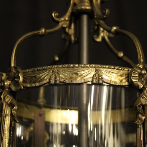FRENCH GILDED TWIN LIGHT CONVEX ANTIQUE LANTERN - ADDITIONAL PHOTO 3