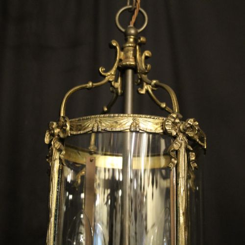 FRENCH GILDED TWIN LIGHT CONVEX ANTIQUE LANTERN - ADDITIONAL PHOTO 4