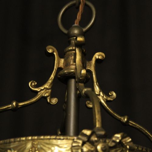 FRENCH GILDED TWIN LIGHT CONVEX ANTIQUE LANTERN - ADDITIONAL PHOTO 5