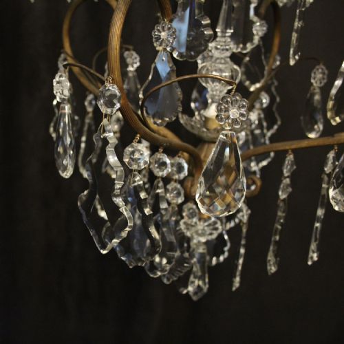 FRENCH GILDED CRYSTAL 5 LIGHT ANTIQUE CHANDELIER - ADDITIONAL PHOTO 5