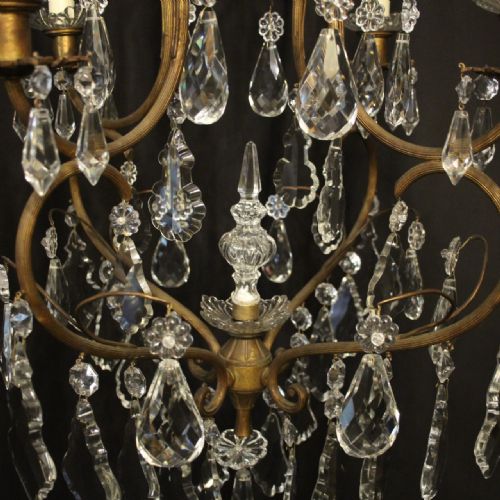 FRENCH GILDED CRYSTAL 5 LIGHT ANTIQUE CHANDELIER - ADDITIONAL PHOTO 6