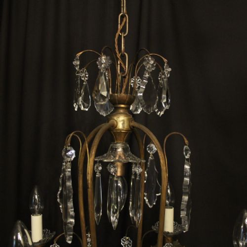FRENCH GILDED CRYSTAL 5 LIGHT ANTIQUE CHANDELIER - ADDITIONAL PHOTO 9