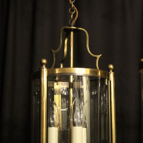 FRENCH PAIR CONVEX TRIPLE LIGHT ANTIQUE LANTERNS - ADDITIONAL PHOTO 3