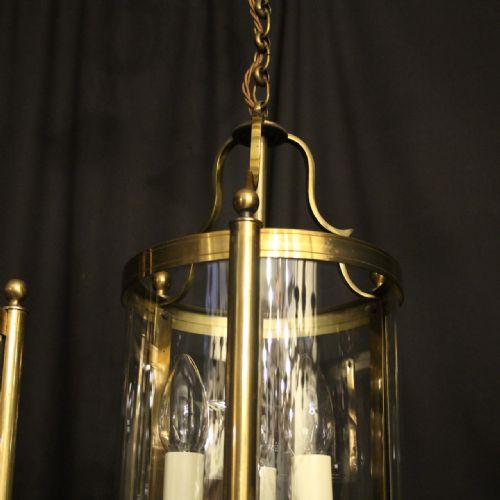 FRENCH PAIR CONVEX TRIPLE LIGHT ANTIQUE LANTERNS - ADDITIONAL PHOTO 4