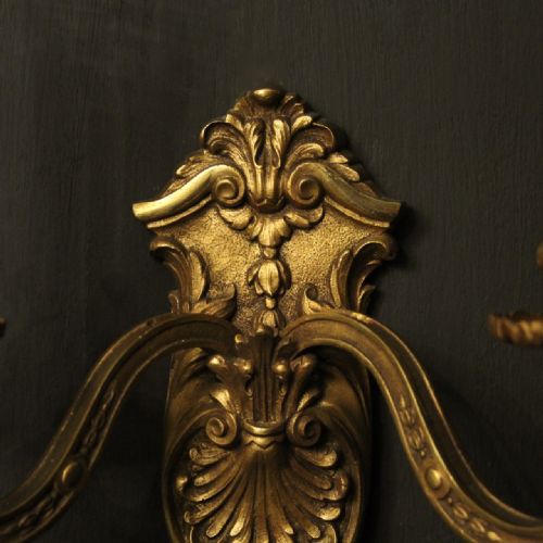 FRENCH 19TH CENTURY PAIR OF GILDED BRONZE ANTIQUE WALL SCONCES - ADDITIONAL PHOTO 8
