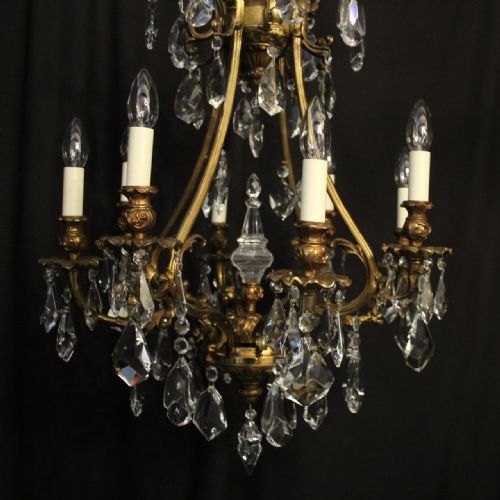 ITALIAN GILDED BRONZE CRYSTAL 8 LIGHT CHANDELIER - ADDITIONAL PHOTO 1