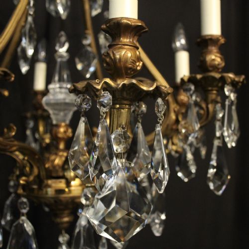 ITALIAN GILDED BRONZE CRYSTAL 8 LIGHT CHANDELIER - ADDITIONAL PHOTO 3