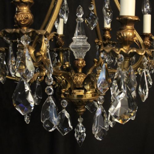 ITALIAN GILDED BRONZE CRYSTAL 8 LIGHT CHANDELIER - ADDITIONAL PHOTO 6