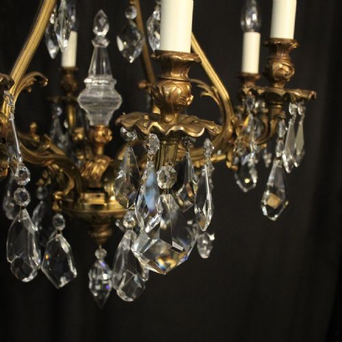 ITALIAN GILDED BRONZE CRYSTAL 8 LIGHT CHANDELIER - ADDITIONAL PHOTO 7