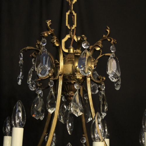 ITALIAN GILDED BRONZE CRYSTAL 8 LIGHT CHANDELIER - ADDITIONAL PHOTO 8