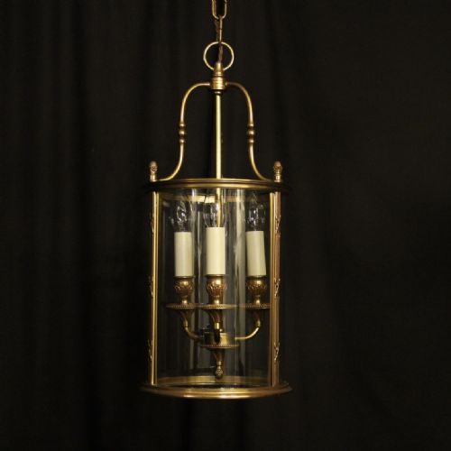 french gilded bronze triple light lantern - CATEGORY: ANTIQUE LIGHTING - DATED 1930