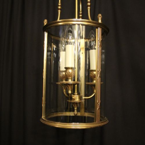 FRENCH GILDED BRONZE TRIPLE LIGHT LANTERN - ADDITIONAL PHOTO 1