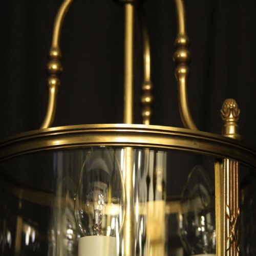FRENCH GILDED BRONZE TRIPLE LIGHT LANTERN - ADDITIONAL PHOTO 5