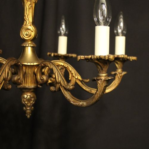 FRENCH GILDED BRONZE 6 LIGHT ANTIQUE CHANDELIER - ADDITIONAL PHOTO 2
