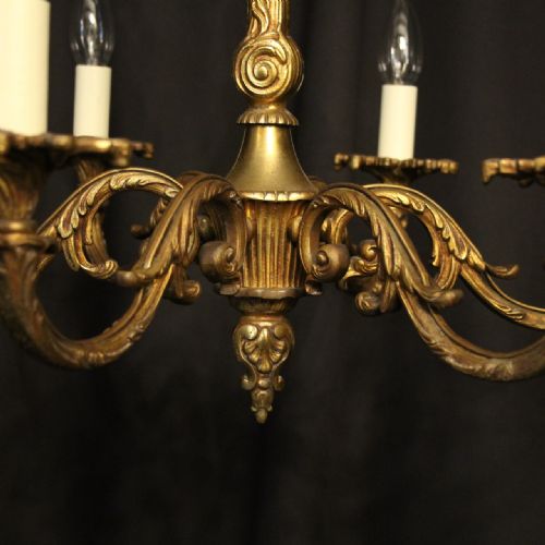 FRENCH GILDED BRONZE 6 LIGHT ANTIQUE CHANDELIER - ADDITIONAL PHOTO 8