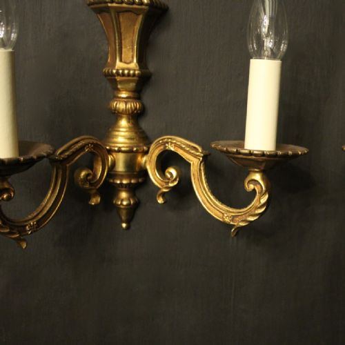 FRENCH PAIR OF GILDED BRONZE ANTIQUE WALL LIGHTS - ADDITIONAL PHOTO 2