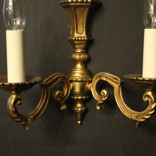 FRENCH PAIR OF GILDED BRONZE ANTIQUE WALL LIGHTS - ADDITIONAL PHOTO 4