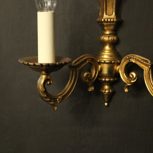FRENCH PAIR OF GILDED BRONZE ANTIQUE WALL LIGHTS - ADDITIONAL PHOTO 5