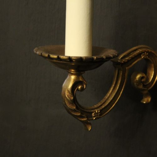 FRENCH PAIR OF GILDED BRONZE ANTIQUE WALL LIGHTS - ADDITIONAL PHOTO 6