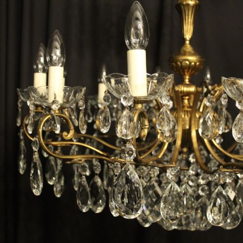 FRENCH GILT CRYSTAL 12 LIGHT ANTIQUE CHANDELIER - ADDITIONAL PHOTO 1