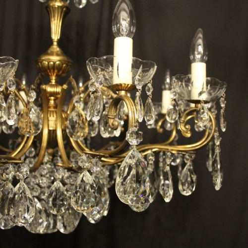 FRENCH GILT CRYSTAL 12 LIGHT ANTIQUE CHANDELIER - ADDITIONAL PHOTO 2