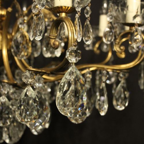 FRENCH GILT CRYSTAL 12 LIGHT ANTIQUE CHANDELIER - ADDITIONAL PHOTO 3