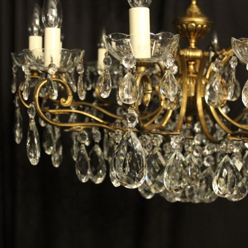 FRENCH GILT CRYSTAL 12 LIGHT ANTIQUE CHANDELIER - ADDITIONAL PHOTO 4