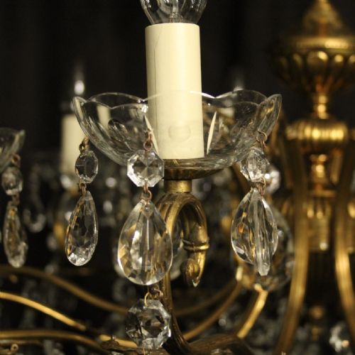FRENCH GILT CRYSTAL 12 LIGHT ANTIQUE CHANDELIER - ADDITIONAL PHOTO 5