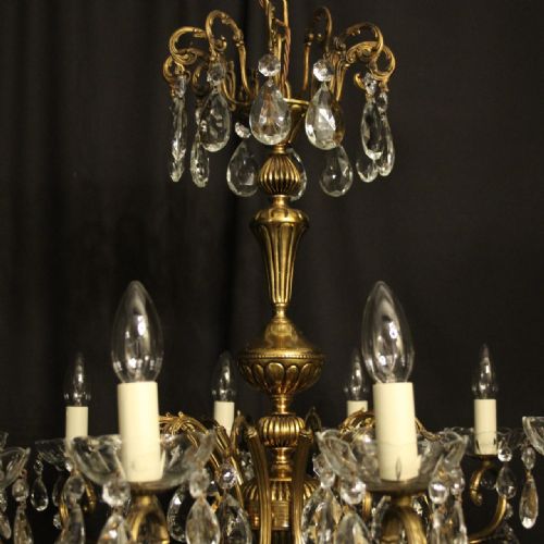 FRENCH GILT CRYSTAL 12 LIGHT ANTIQUE CHANDELIER - ADDITIONAL PHOTO 6