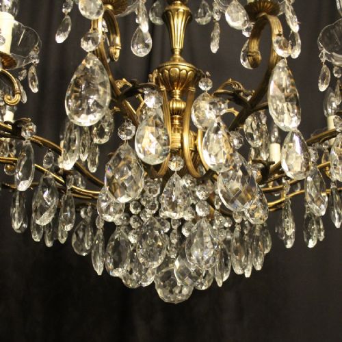 FRENCH GILT CRYSTAL 12 LIGHT ANTIQUE CHANDELIER - ADDITIONAL PHOTO 8